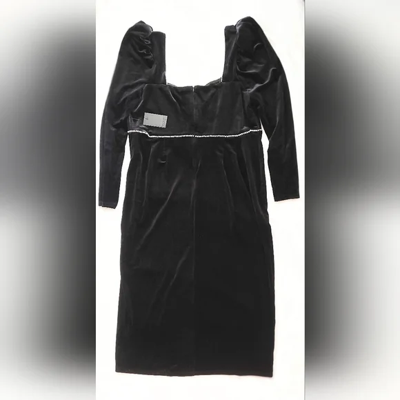 NWT! Eloquii Black Velvet and Pearl Women's Embellished Sweetheart Dress… - Picture 9 of 10